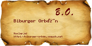 Biburger Orbán névjegykártya